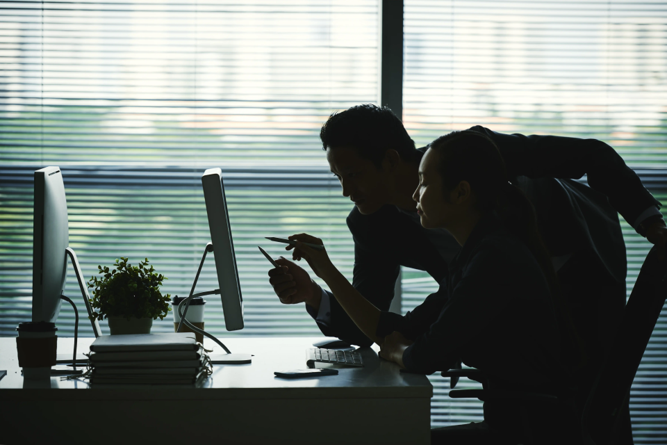 An employee verifying a secure login to assist in preventing digital scams in businesses and identity theft.